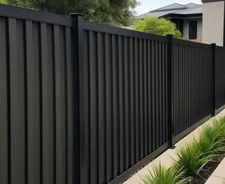 newly installed Black Colorbond fence in Werribee
